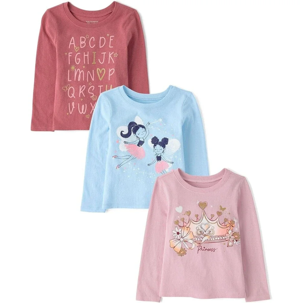 3-Pack The Children's Place Baby Girls Toddler T-Shirt Size 5T Alaphabet Fairies